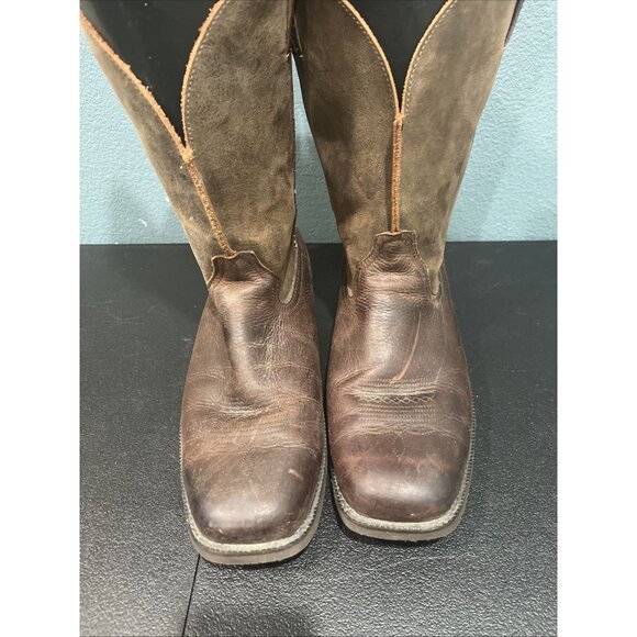 Roper Western Boots Mens Sz 14 Brown Oiled Leather Work Play Cowboy Square Toe - Picture 3 of 9